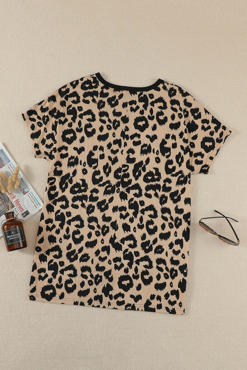 Leopard Pocketed T-Shirt Dress